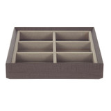 Stackable Jewellery Organiser Tray 6 Compartment - Brown Timber