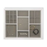 Multi Compartment Jewellery Drawer Large Organiser for Elfa - White/Grey